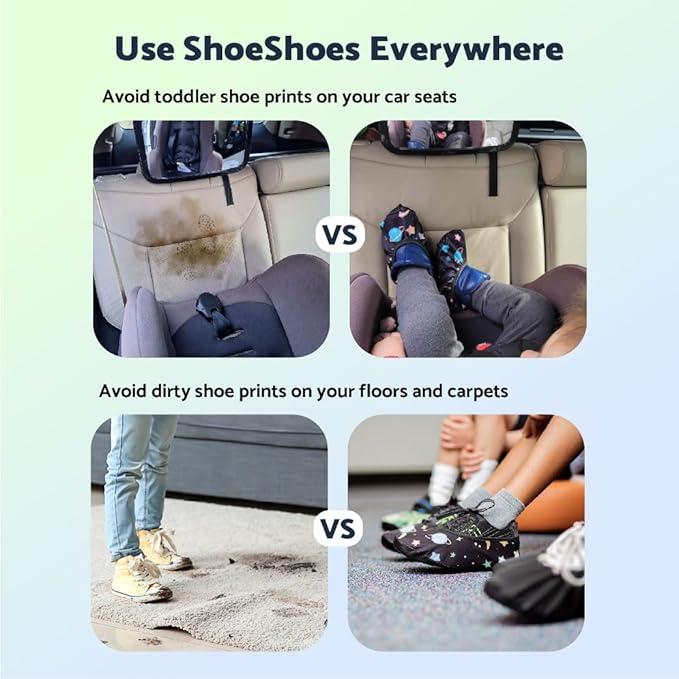 Premium Adult and Kid Shoe Covers - Keep your space clean: Home, Car, After Sports, Suitcase, Classroom - Durable, Machine-washable, Non-slip, Reusable (1 pair)