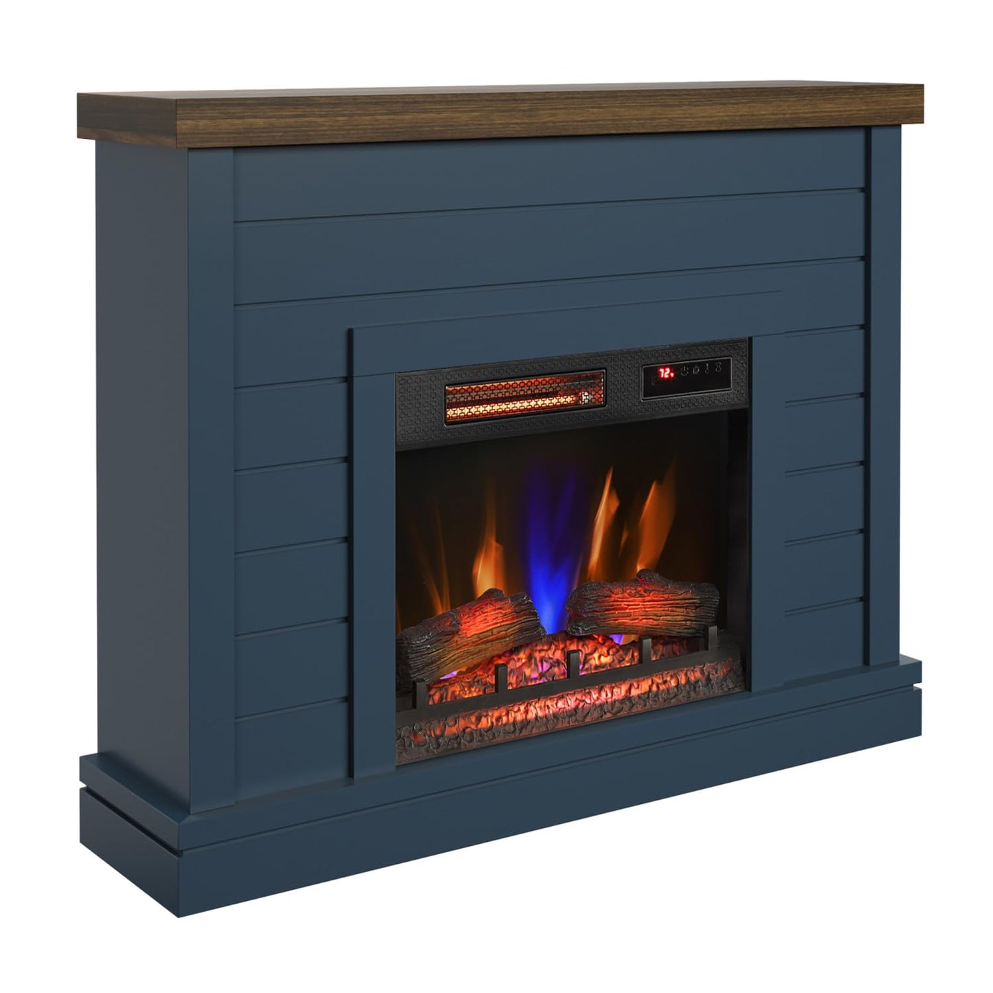 duraflame® Shiplap Wall Mantel Electric Fireplace, Fontana Blue