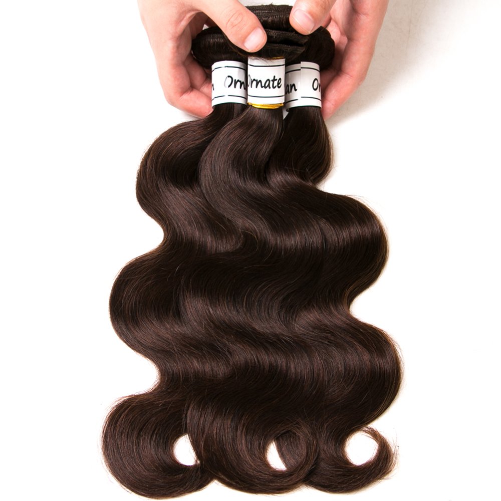 Dark Brown Bundles Human Hair 3 Pcs Brazilian Body Wave Hair Extension Virgin Hair 100% Human Hair Double Weft Weave Bundles Dar