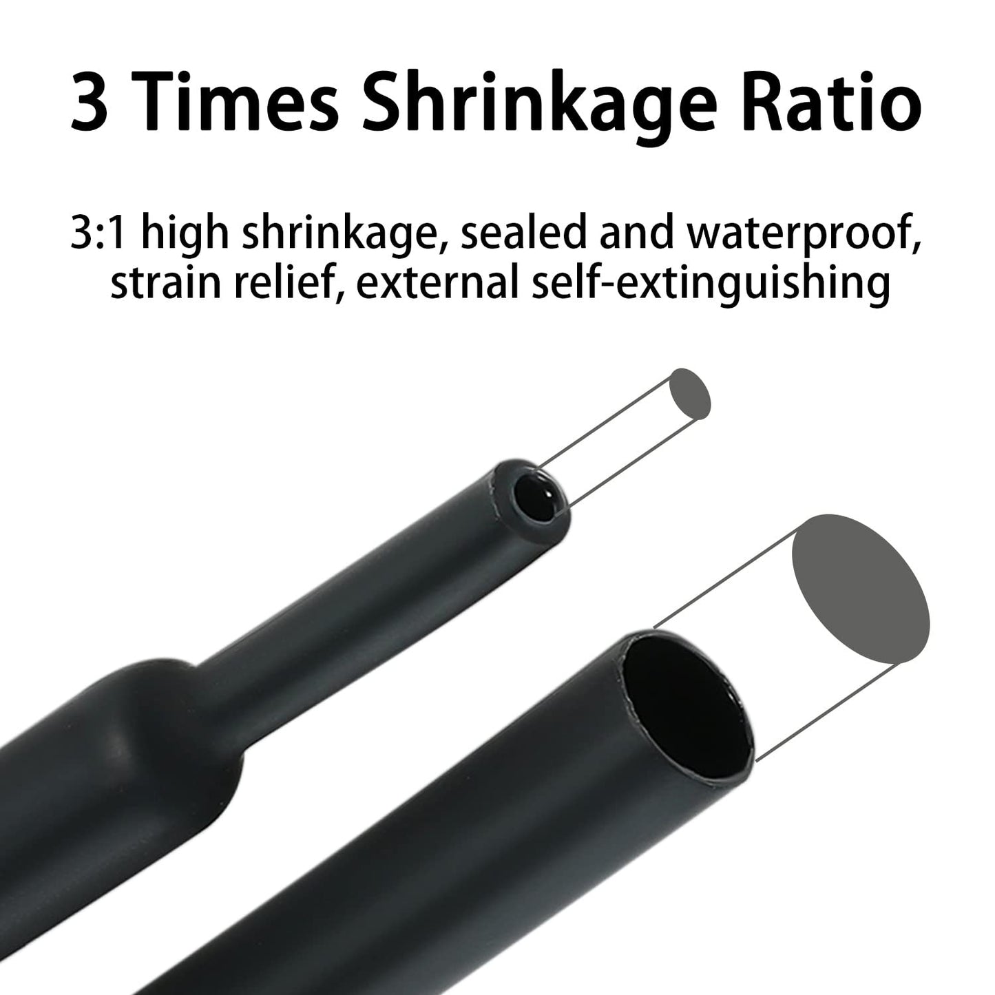 ALEKOR Heat Shrink Tubing Kit - 3:1 Ratio Adhesive Lined, Marine Grade Shrink Wrap Industrial Heat-Shrink Tubing - 240 PCS