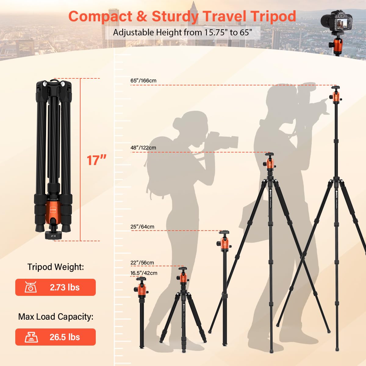 GEEKOTO Camera Tripod,Carbon Fiber Camera Tripod Monopod with 360 Degree Ball Head 1/4 inch Quick Shoe Plate Professional Tripod Load up to 26.5 pounds