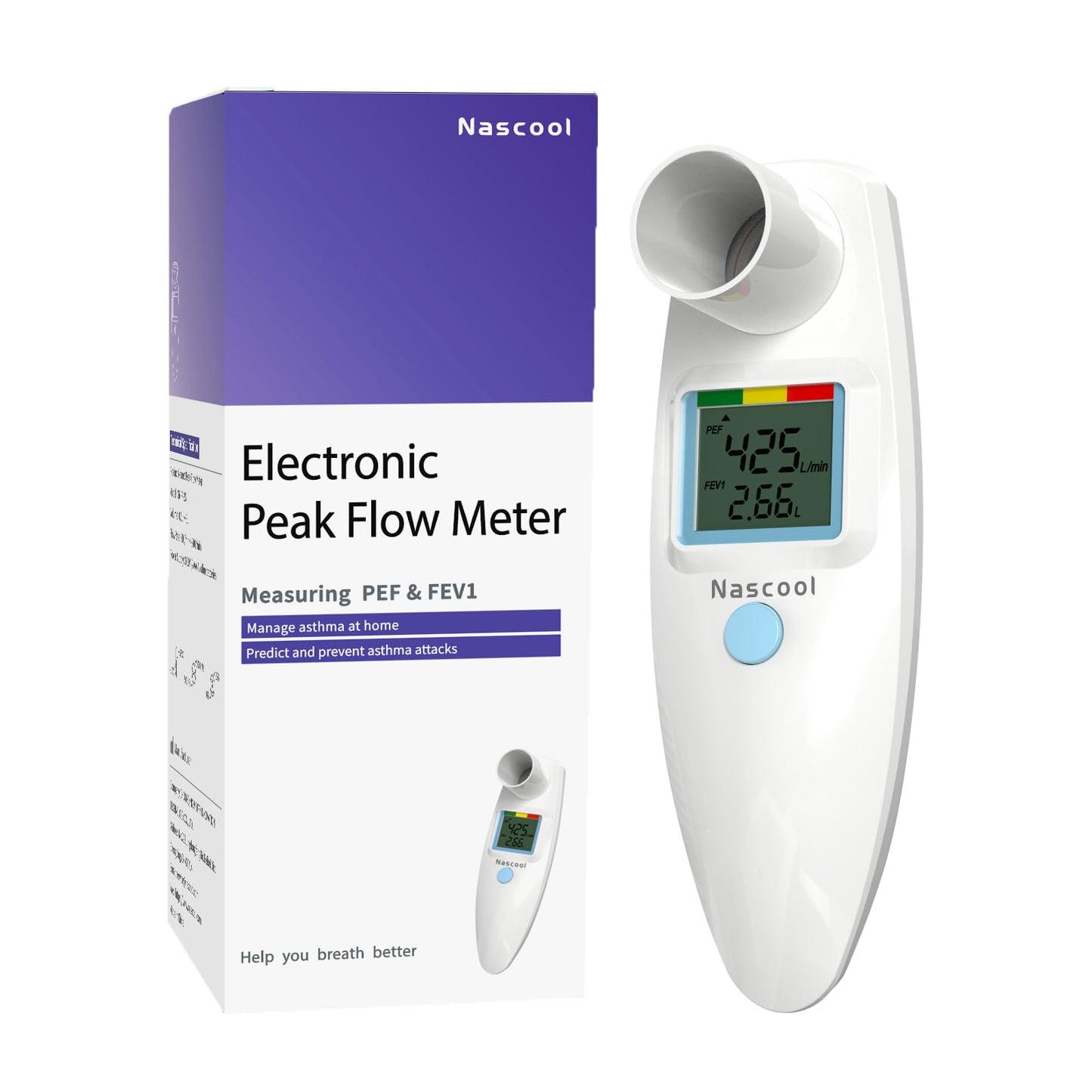 Digital Peak Flow Meter,Home Medical with Tracking Software Manually Recording-Accurate & Reliable Spirometer for Asthma COPD Adult Kids