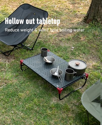 iClimb 1 Extendable Table with Hanger and 1 Anti-Sink Large Feet Chair, Ultralight Compact for Adults Outdoor Camping Back...