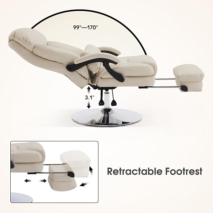 BarberPub Beauty Chair, 360° Rotating Lifting Facial Beauty Spa Chair, Adjustable Tattoo Salon Spa Esthetician Beauty Equipment 3571 (Faux Leather, Beige)