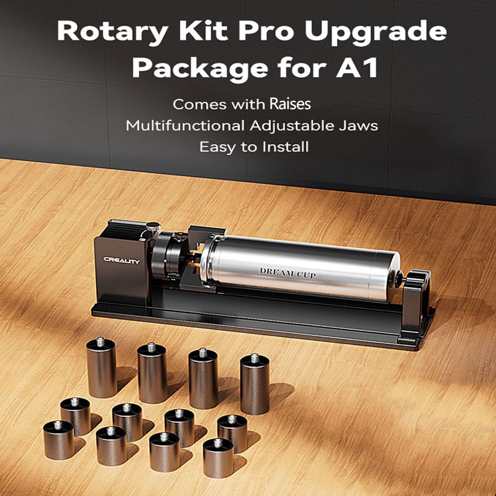 Creality Laser Rotary Roller Pro for Falcon A1 Laser Engraver，Suitable for Engraving Cylindrical Objects, Rotary Kit with M6 Raiser for Falcon A1