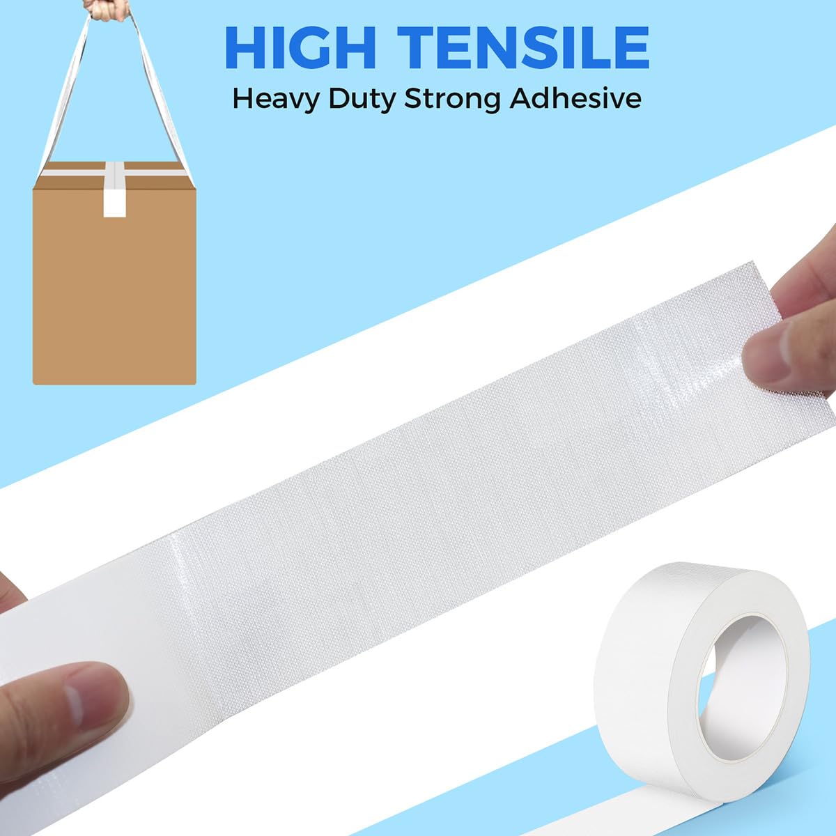 Baijixin Duct Tape, 2 Inch x 35 Yards, 1 Roll, Waterproof and Heavy Duty, Tear by Hand, for Packing Repairing and Crafts (White)