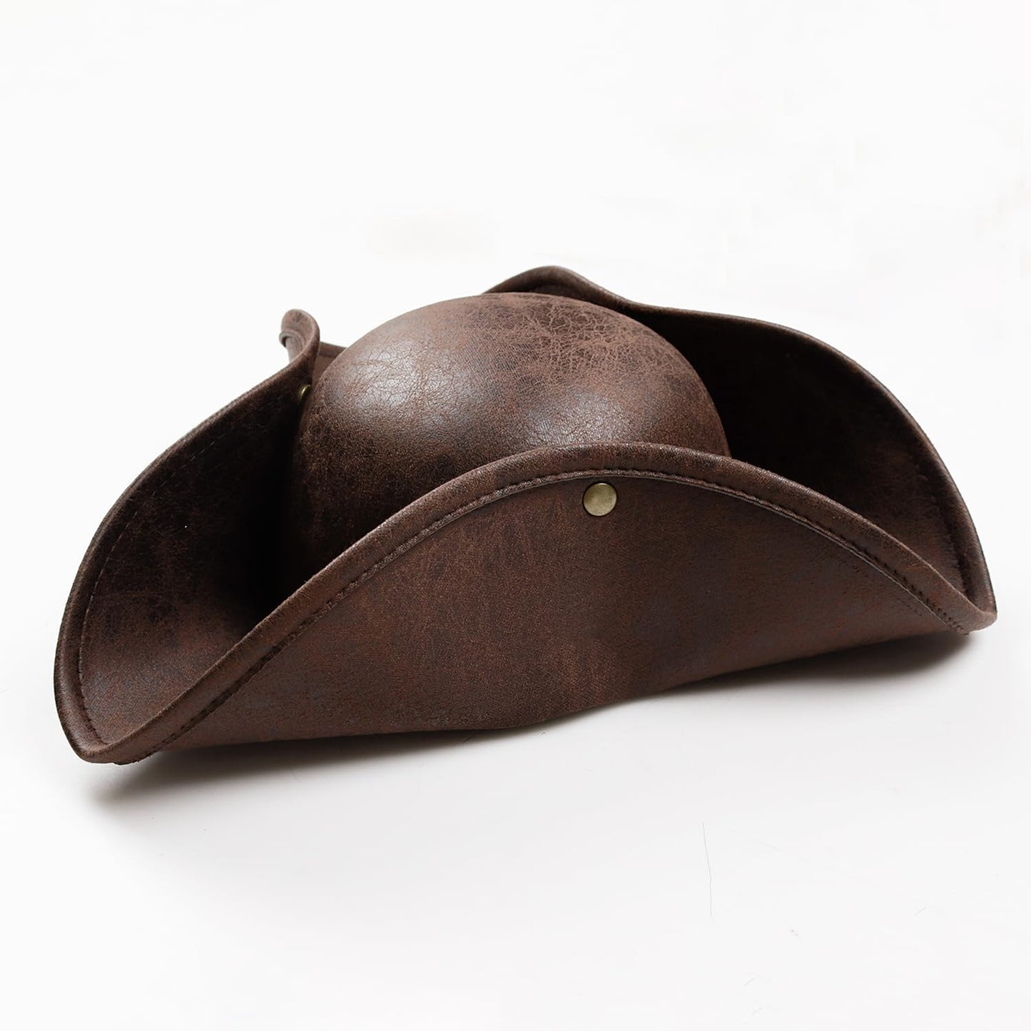 L'VOW Adult Leather Pirate Hat Colonial Tricorn Hat Revolutionary Themed Costume Accessories(Brown)