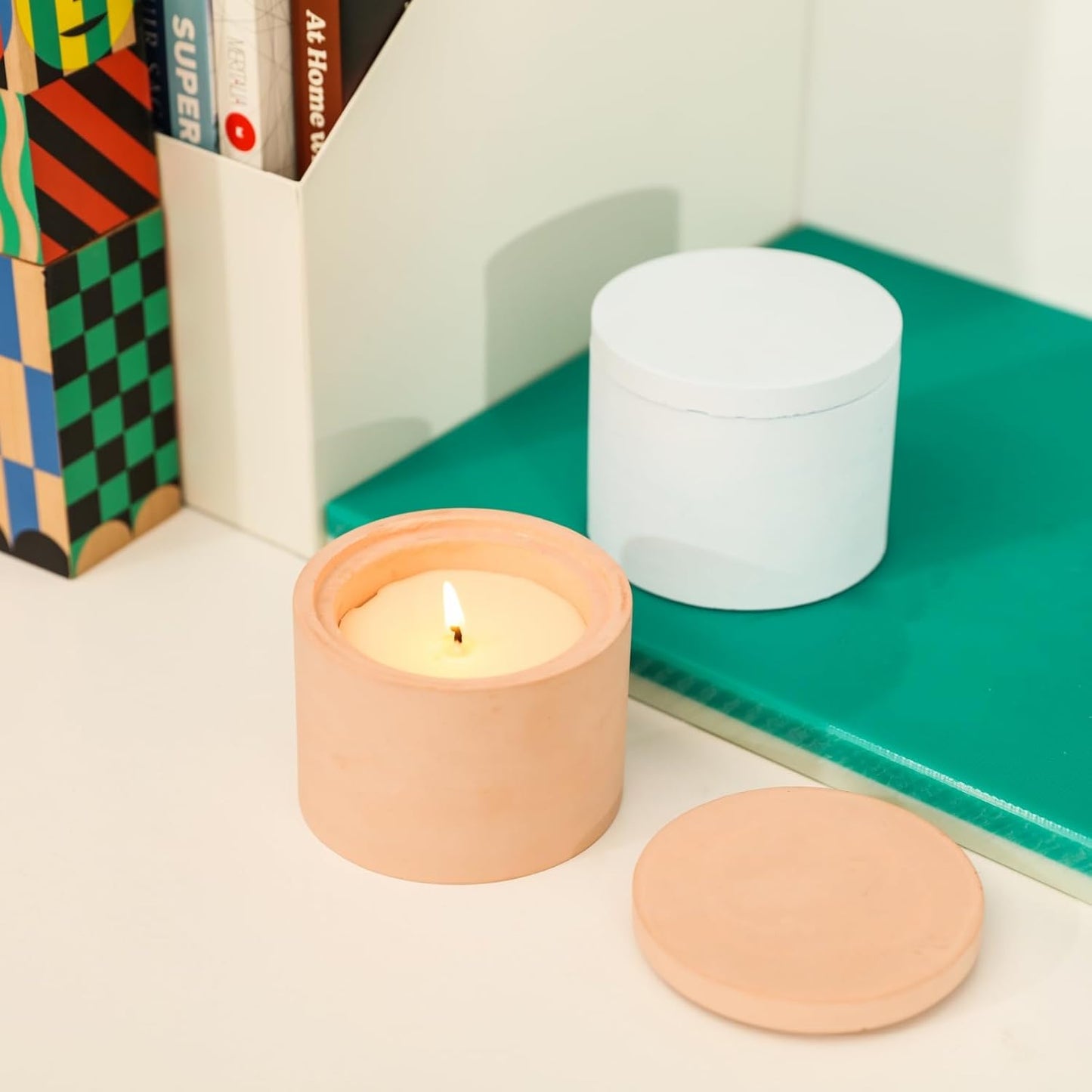 BOOWAN Nicole Simple Style Candle Vessels Silicone Mold, Candle Jar Mould for Jesmonite Concrete Cement DIY Handmade Home Decoration