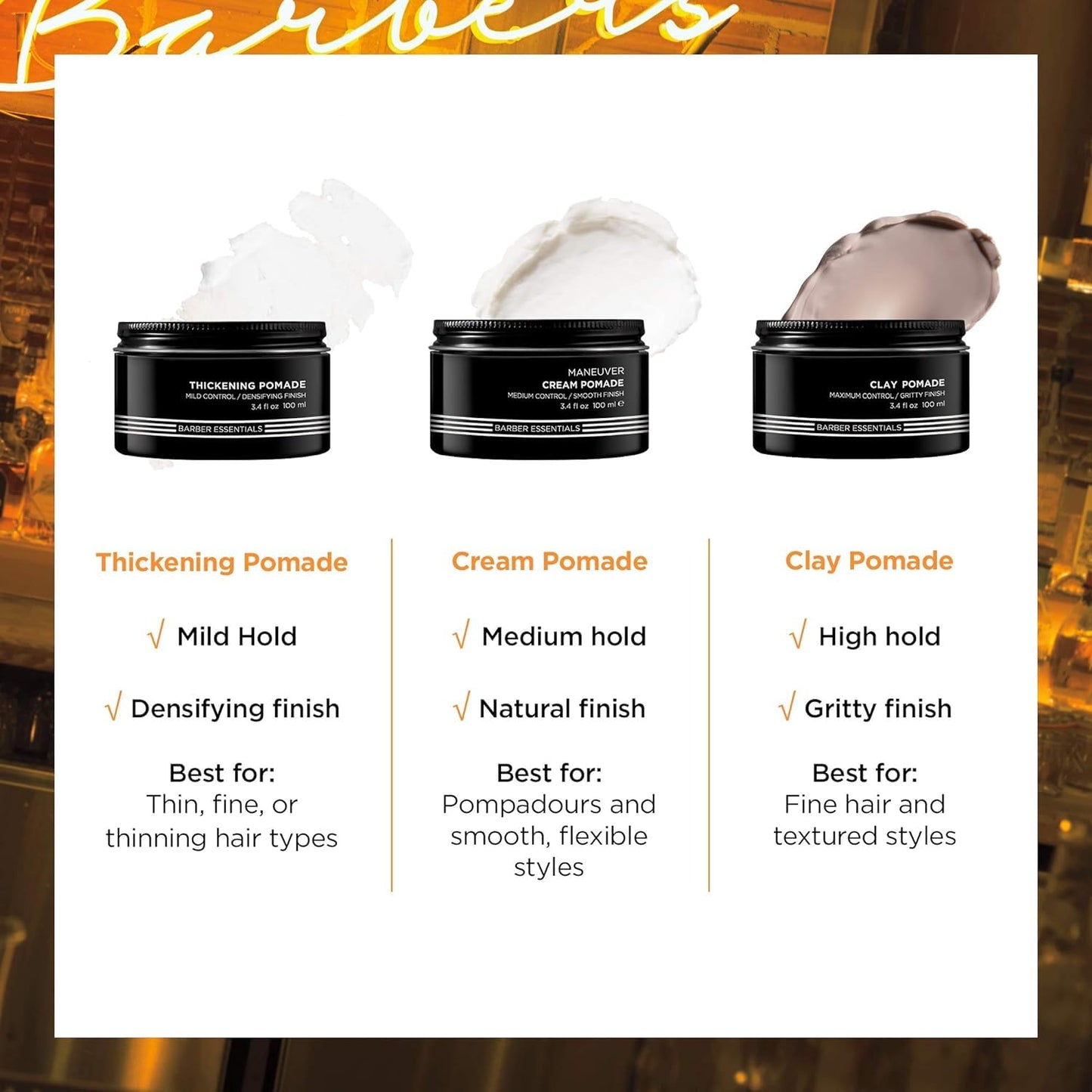 Redken Brews Cream Pomade For Men | Men's Hair Styling Pomade | Medium Hold | Natural, Smooth Finish With Low Shine | For All Me