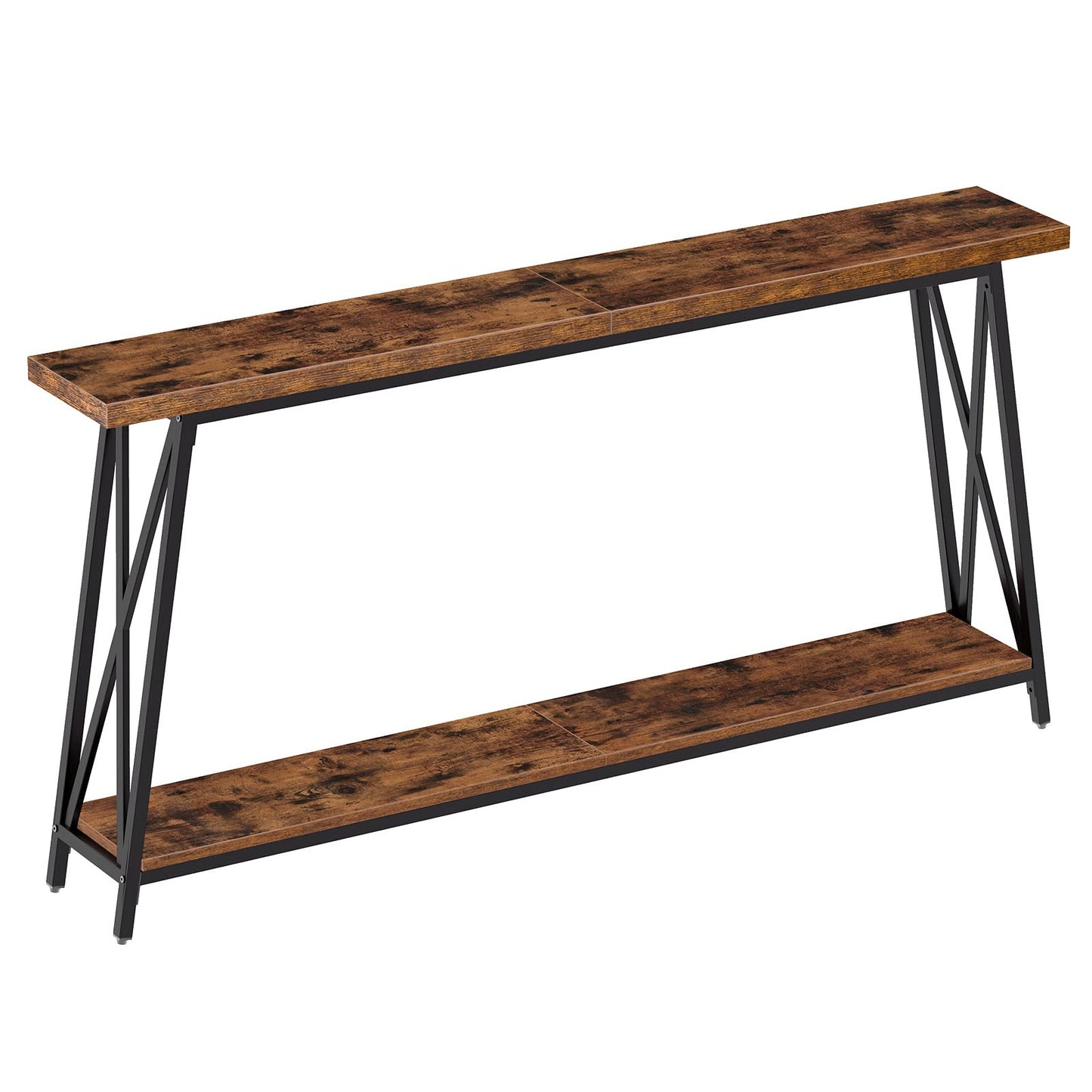 MAHANCRIS Console Table, 63" Industrial Entryway Table, Extra Long Sofa Table Behind Couch, X-Shaped Support, for Entryway, Hallway, Living Room, Rustic Brown CTHR4801Z
