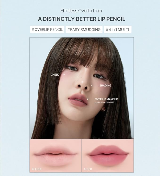 Heart Percent Dote On Mood Lip Liner Pencil, Long-Lasting Creamy Lip Crayon Smooth Lipliner Retractable Lipstick Overlip Line Color 0.8g, #04. Strawberry Milk