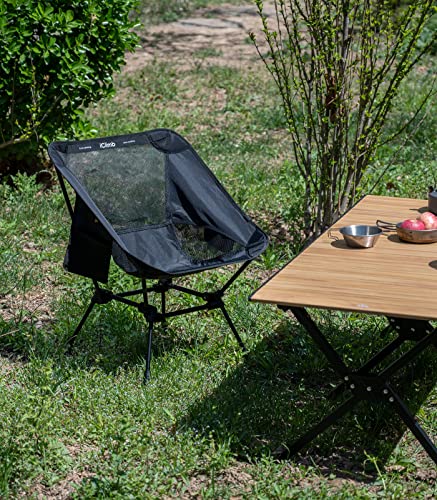 iClimb 1 Mini Folding Table and 1 Anti-Sinking Large Feet Chair Bundle, Ultralight Compact for Single Person Outdoor Backp...