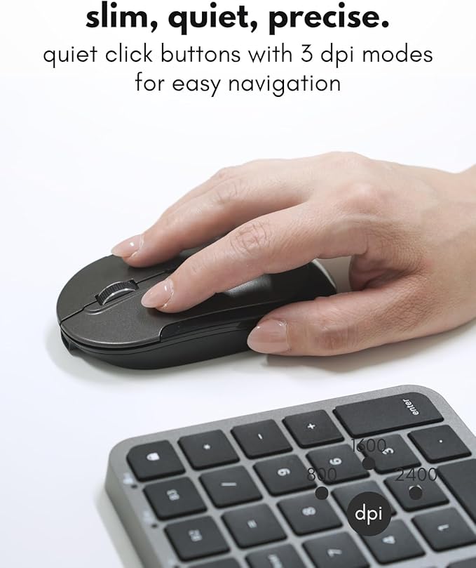 Macally Bluetooth Mac Keyboard and Mouse (Compact, Multi Device, Rechargeable) - Wireless Apple Keyboard and Mouse Combo - for Mac mini/Studio, MacBook Pro/Air, iMac, iPad, iPhone - Space Black