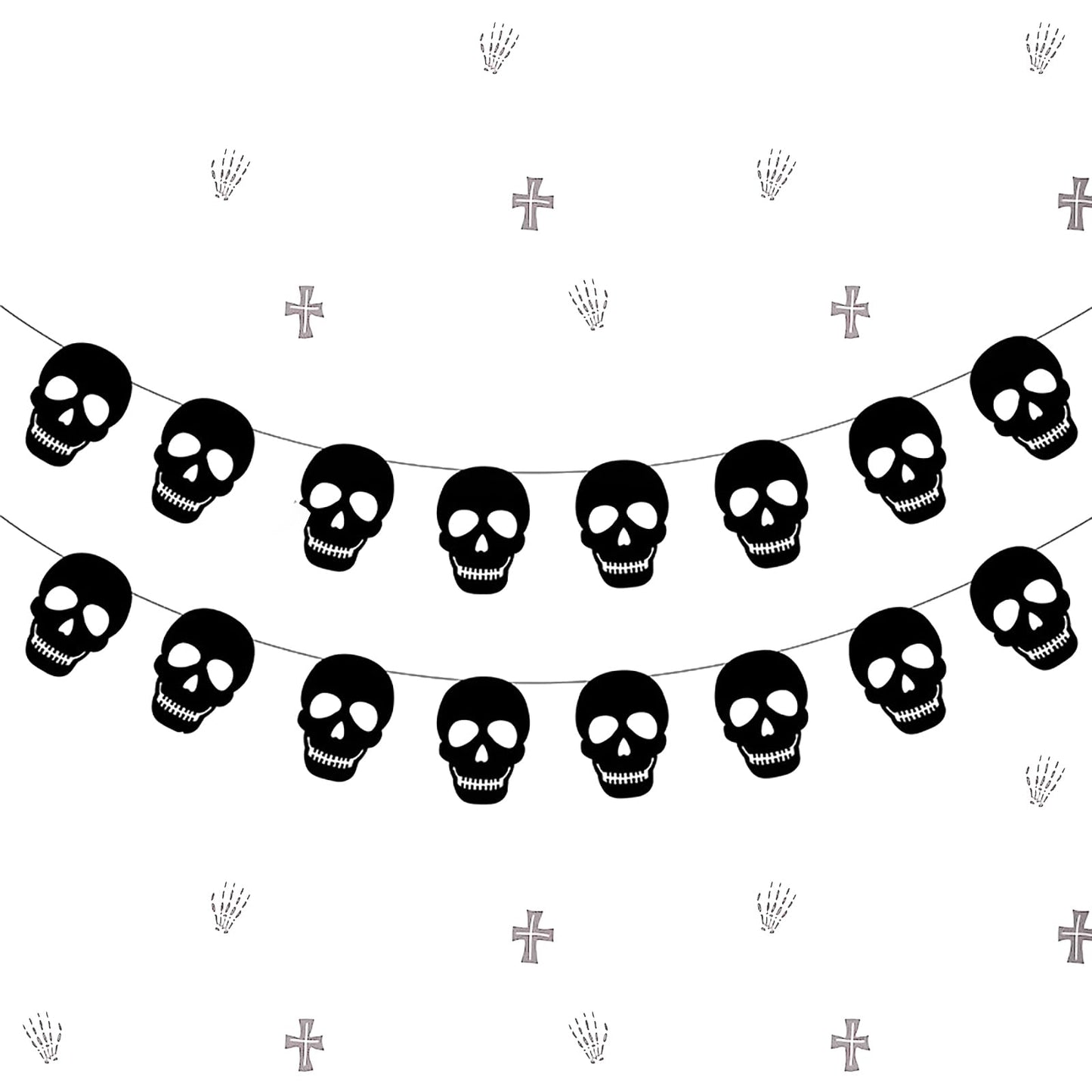 Black Skull Garland, Halloween Decoration Birthday Decoration Party Decoration Halloween Banner for Gothic Birthday Party Decorations DIY Home Decor