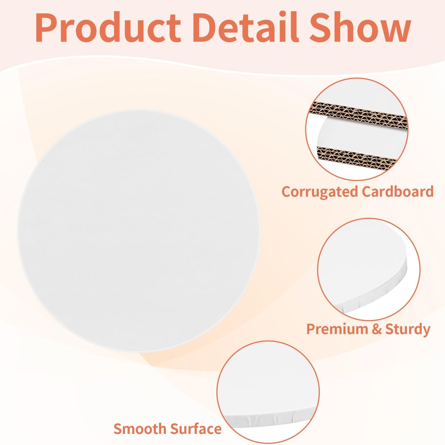 Cake Boards 12 Inch Round - Sturdy 1/2 Inch Cake Drum, 12 Inch Cake Boards,Corrugated Cake Base Cake Drums for Multi-Layer Cakes, White, 2 Pcs