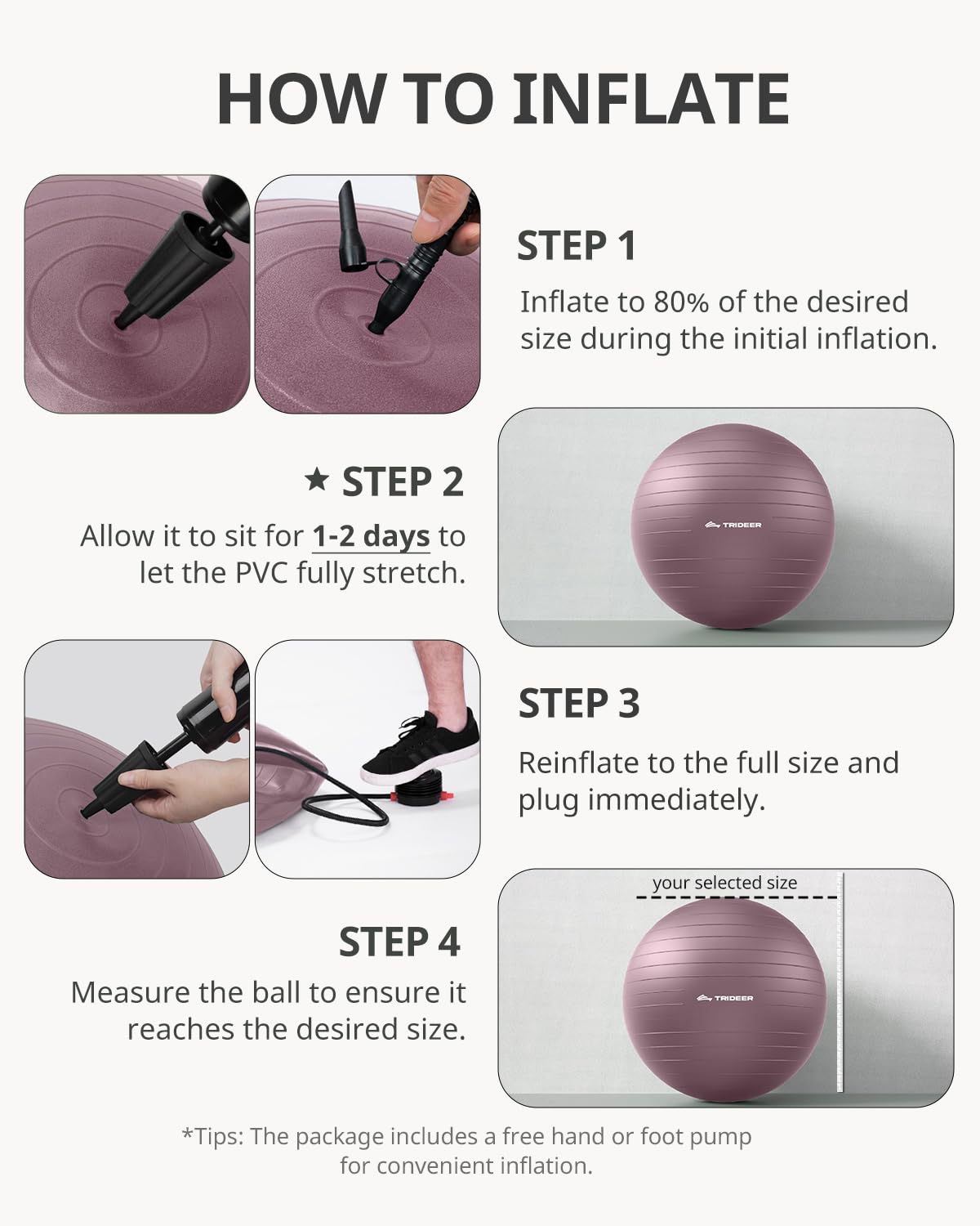 Trideer Exercise Ball Yoga Ball – Office Seating & Balance Ball Chair, Stability Ball for Pilates, Physical Therapy,Core Training & Balance Improvement & Stretching