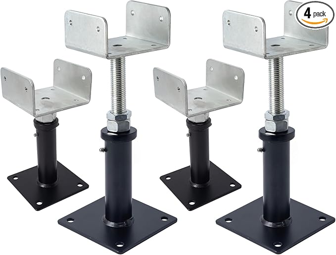YXGJDP 4 Pack U-Shaped Floor Jack - Adjustable Steel Beam Support for 4x2, 4x4, 4x6 Joists Heavy Duty Screw Jack with U-Head Telepost & House Jack.6-9 Inch Adjustment Range