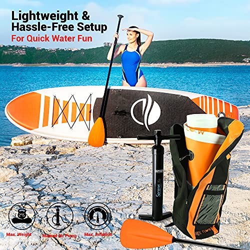 SereneLife Inflatable Stand Up Paddle Board (6 Inches Thick) Bundle with Premium SUP Accessories