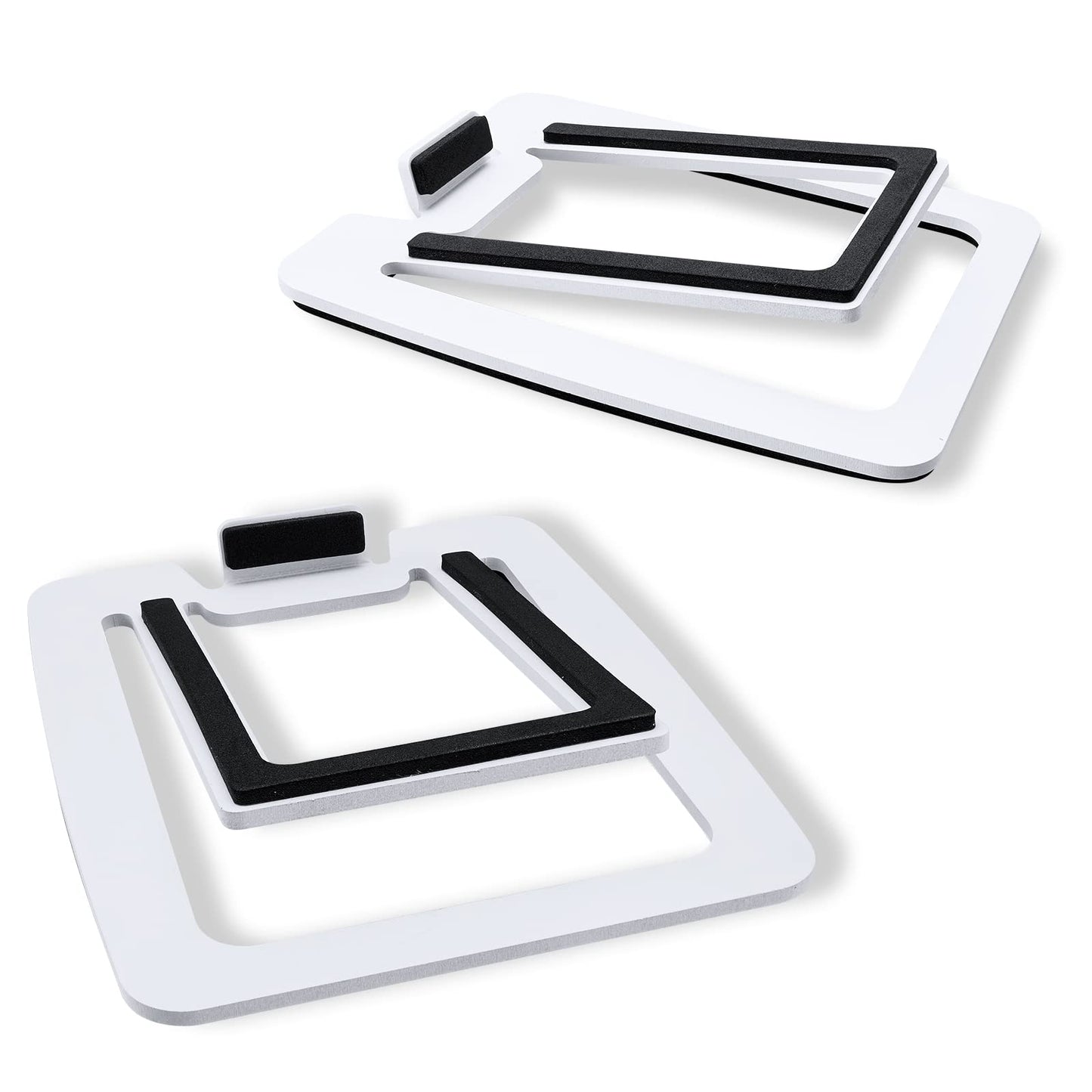 Sanyun SW601 Metal Desktop Stands for Compact 2''-3'' Speakers, Tilted Steel With Damping Foam Padding for Computer PC Tabletop Monitor, Recommended for SW208 White (Pair)
