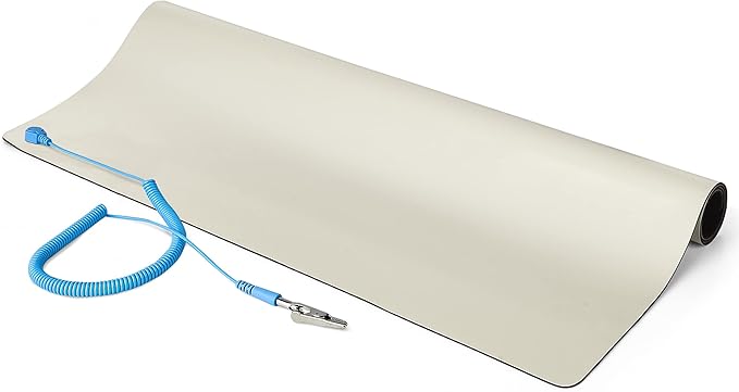 StarTech.com Anti Static Mat, Mat for Electronics Repair, Anti Static Table/Desk Mat w/Detachable Grounding Wire, ANSI/ESD S 4.1, Flexible Thermoplastic Work Pad, 23x47", TAA, White