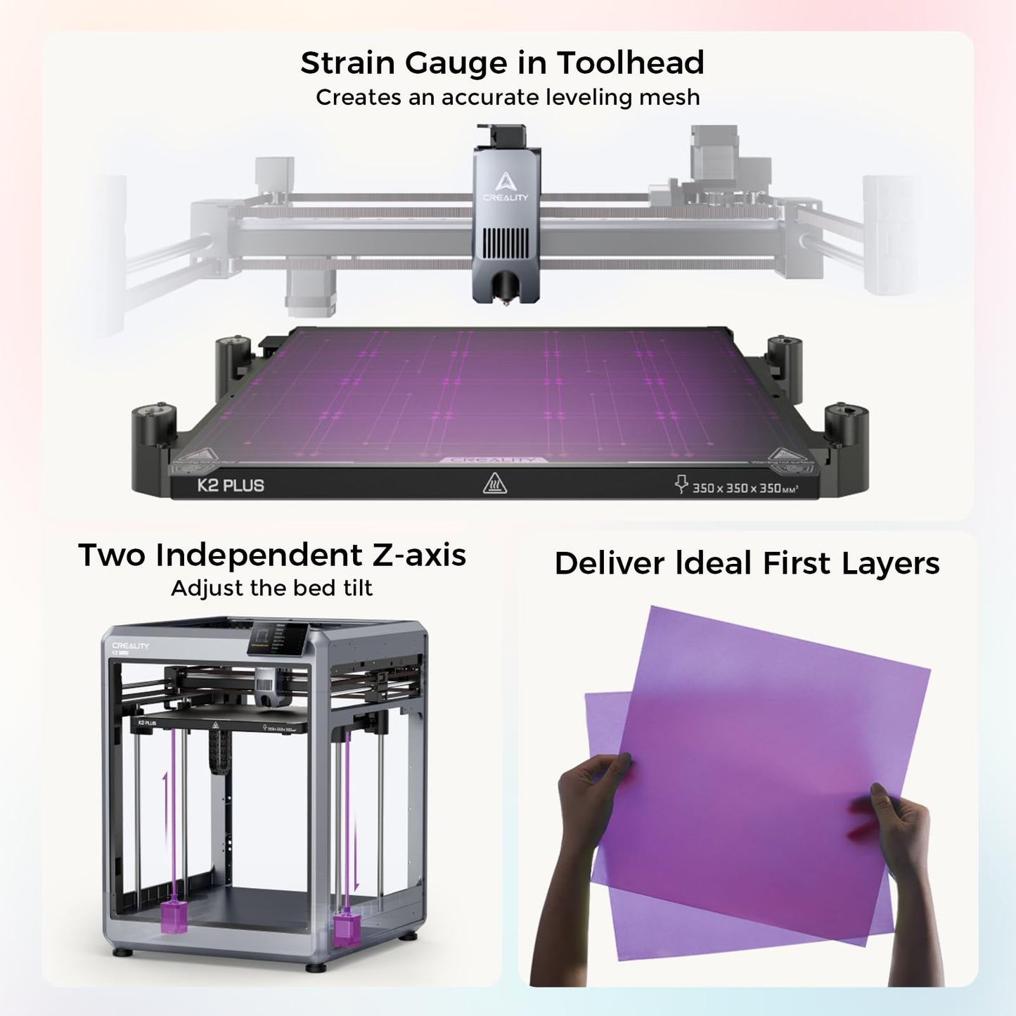 Creality 3D Printer K2 Plus Combo Multi Color 3D Printer with CFS, 16 Color Printing, 600mm/s High Speed, Auto Leveling, Dual AI Cameras, 350×350×350mm Build Volume