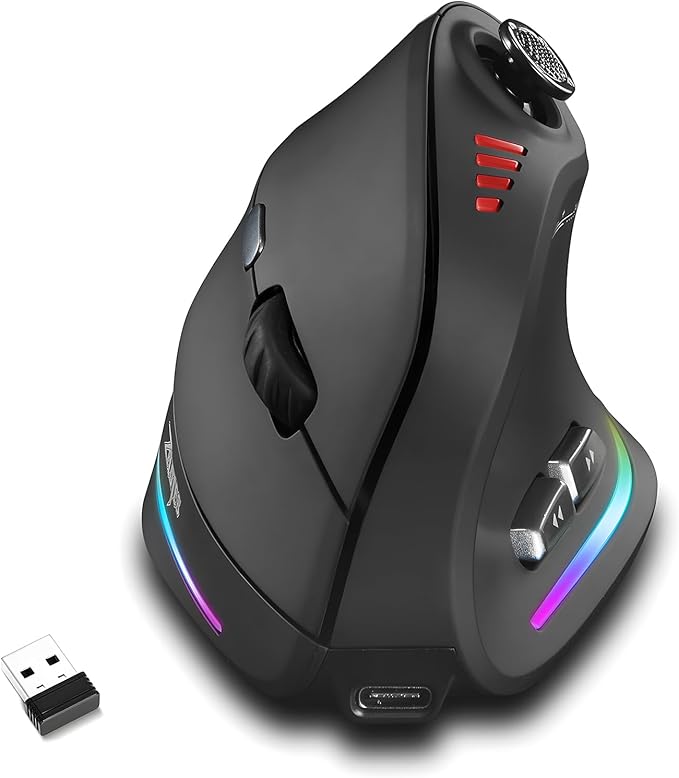 Attoe Gaming Mouse with 5 D Rocker, Wireless Vertical Mouse with [24000 DPI] [12 Programmable Buttons], Computer Mouse for...