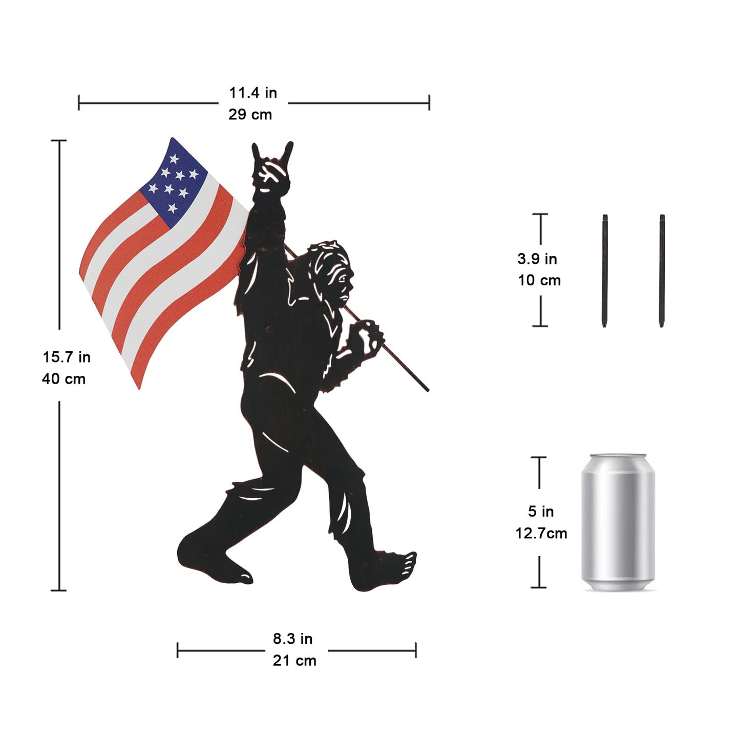 TT & MM Bigfoot Yard Decor Metal Garden Stakes,Big Foot Sasquatch Gifts for Men/Women,Patriotic Decorations Outdoor Bigfoot Silhouette Statues for Yard Art,Patio,Lawn