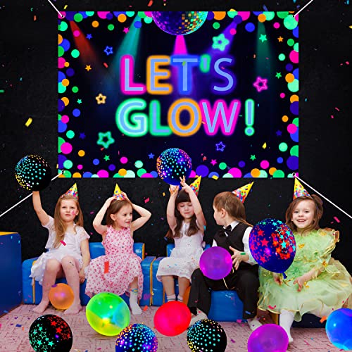 7x5ft Neon Let's Glow Party Backdrop Colorful Photography Background Glow in The Dark Party Supplies, Neon Party Decoratio...