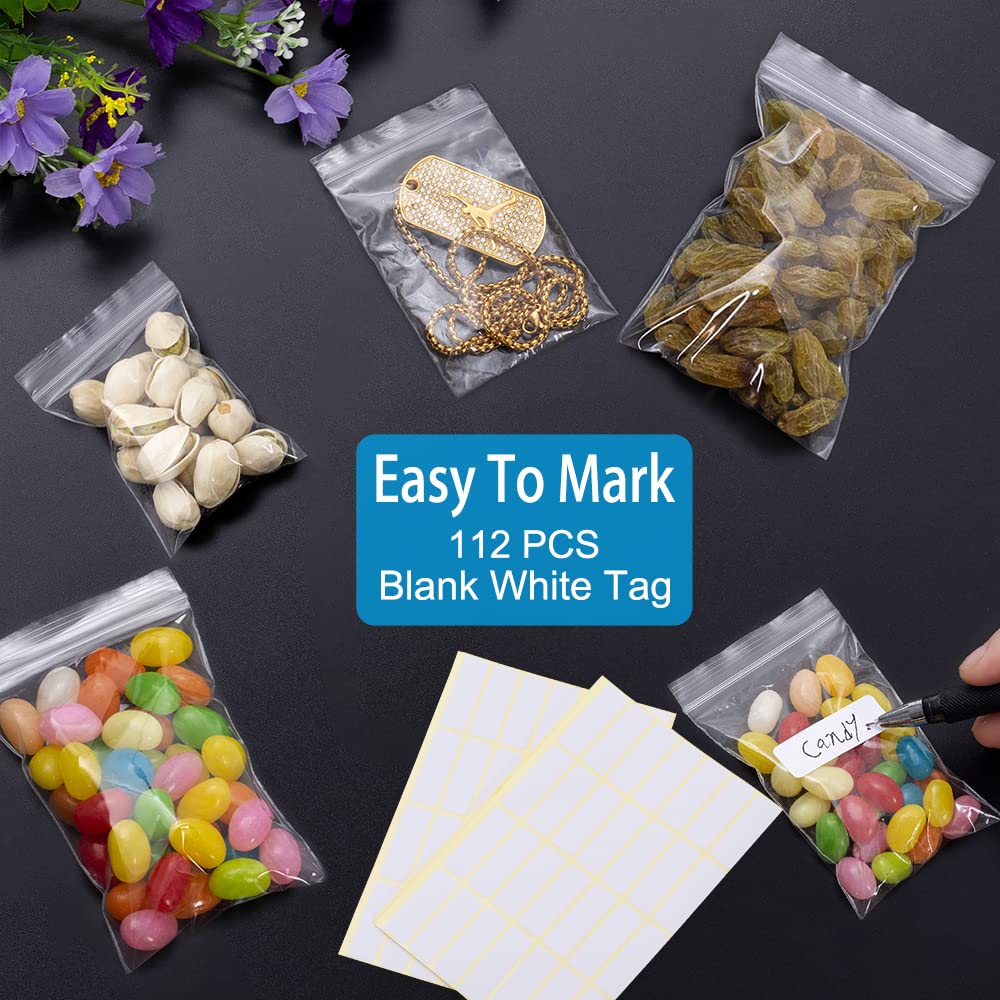 Small Plastic Bags, 300 PCS Mini Baggies, 3 Assorted Sizes, Transparent Jewelry Bag Reclosable, Clear Bag, Resealable Poly Bags for Pill, Beads, Screws, Packaging