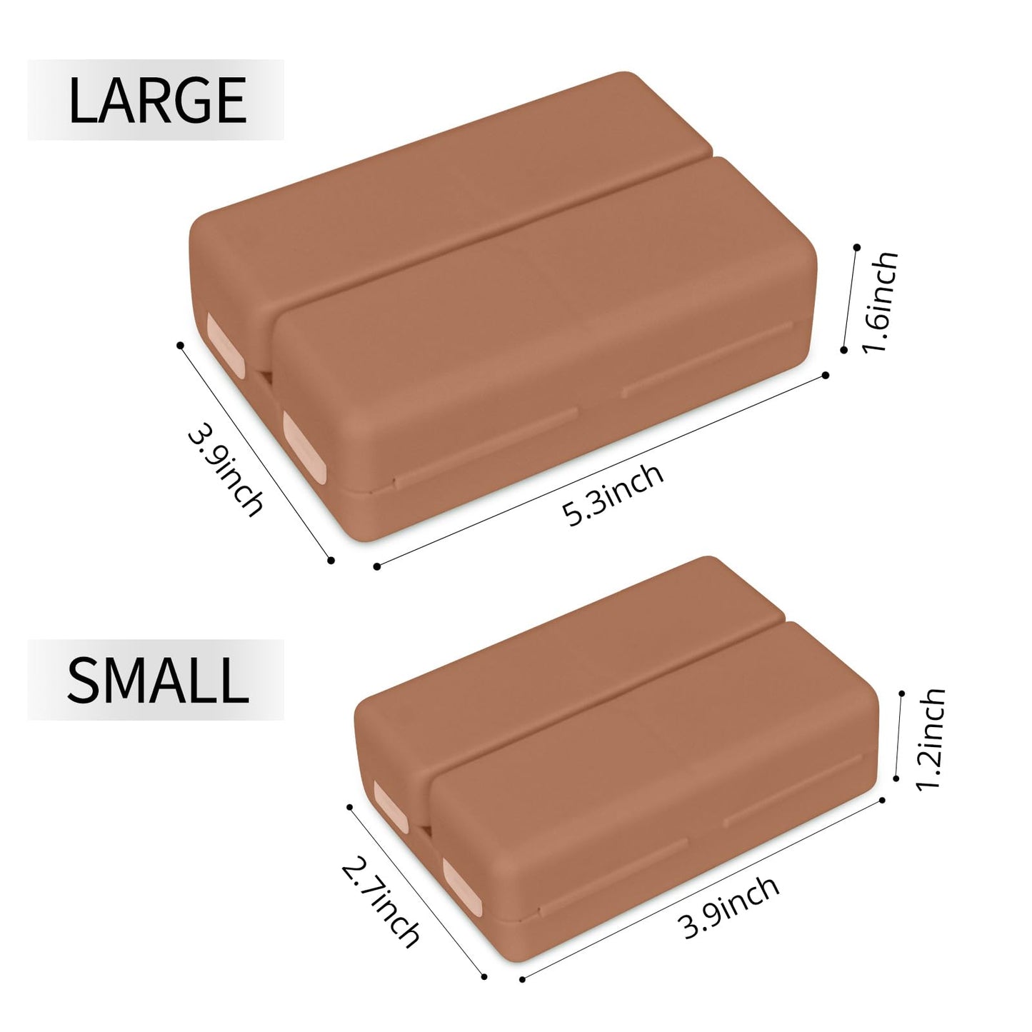 FYY 2 Pcs Daily Pill Organizer, 7 Compartments Portable Pill Case Travel Pill Organizer,[Folding Design] Pill Box for Purse Pocket to Hold Vitamins,Cod Liver Oil,Supplements and Medication-Brown