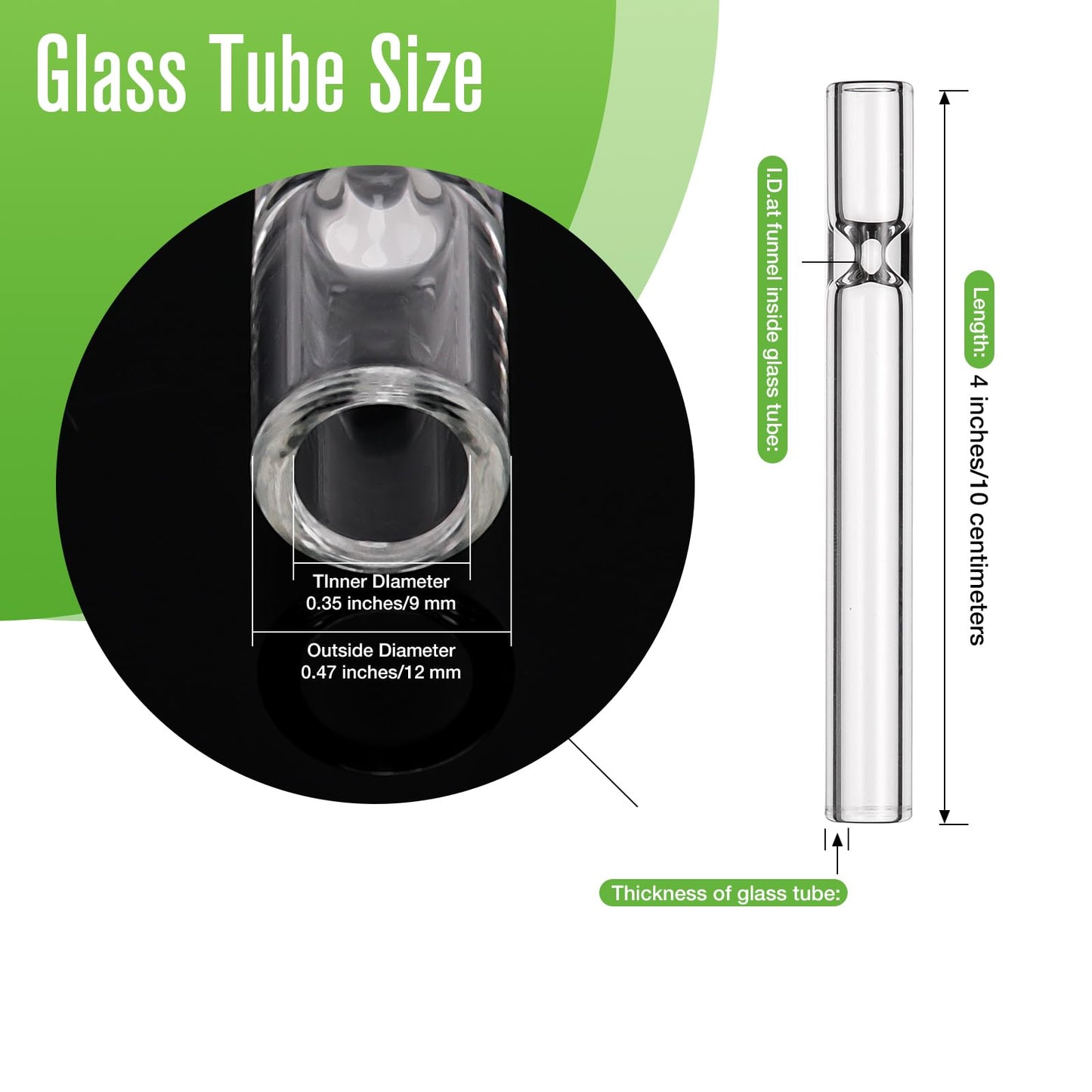 HONKID 5-Piece Borosilicate Glass Tubes for Blowing, Lab, DIY, and Industrial Use, 4 Inch (10 cm) Long,1.5mm Wall Thickness, Fire-Polished Ends, High Heat Resistance, Acid and Alkali Resistant