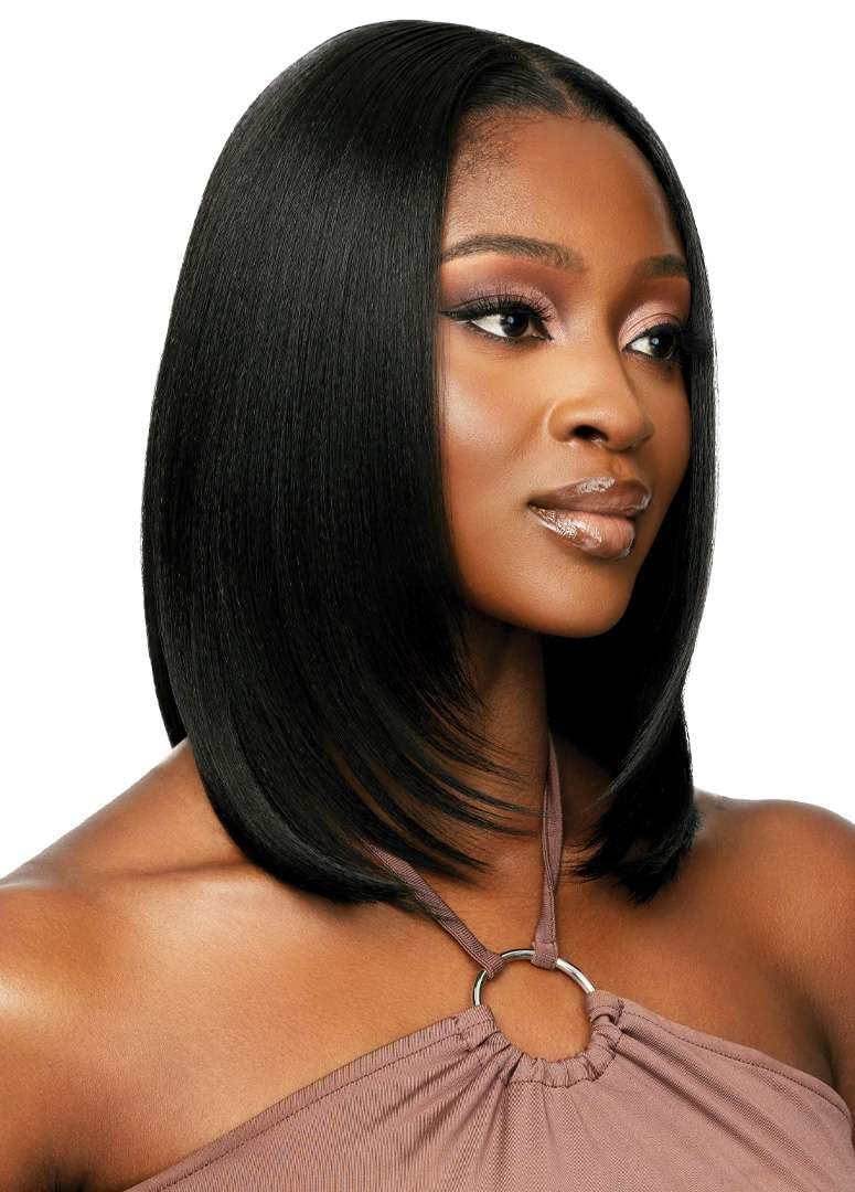 Outre - 5X5 Lace Closure Wig - Human Hair Blend - Natural Yaki 14 (DRFF2/HONEY GINGER BROWN)