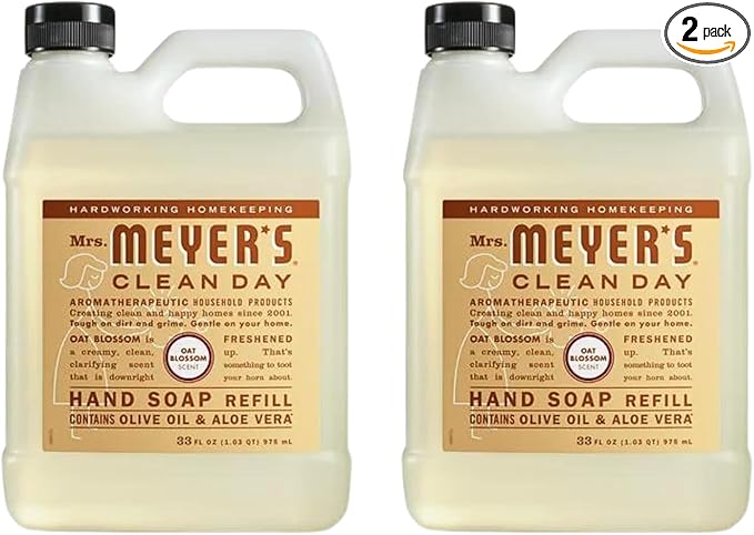 Mrs. MEYER'S Liquid Hand Soap Refill, Oat Blossom 33 Fl Oz. (Pack of 2)
