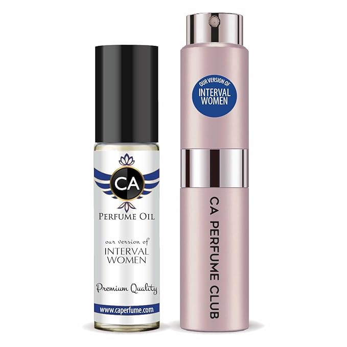 CA Perfume Duo Impression of Interval Women For Women Perfume Layering Set Long Lasting Travel Size EDP + Body Oil Roll-On Bottle 0.27 Fl Oz+0.33 Fl Oz