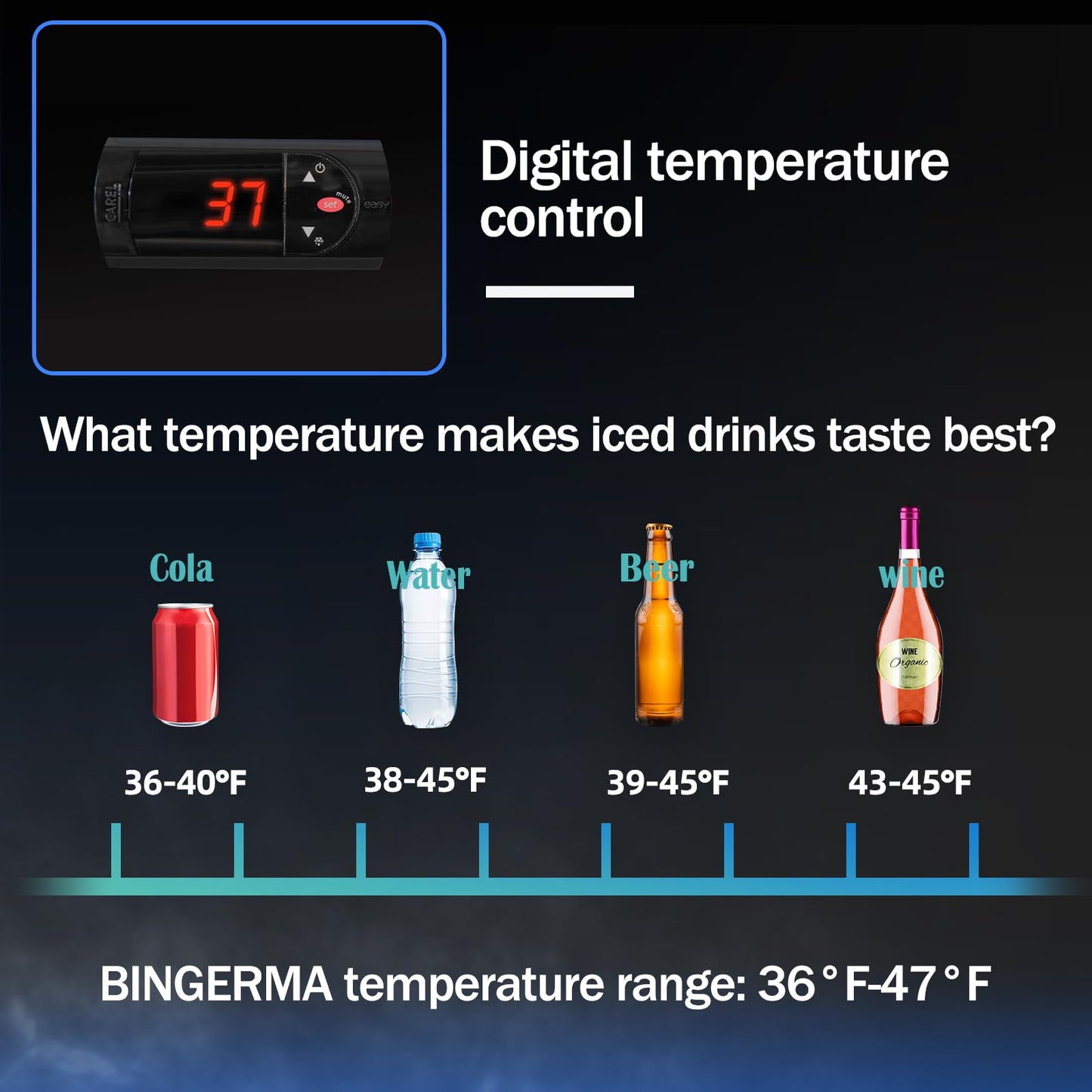 BINGERMA Commercial Beverage Refrigerator with 3 Glass Doors 56 Cu.ft Display Merchandiser Cooler Bar Black Drink Fridge for Convenience Stores, Supermarkets,Bars,Offices