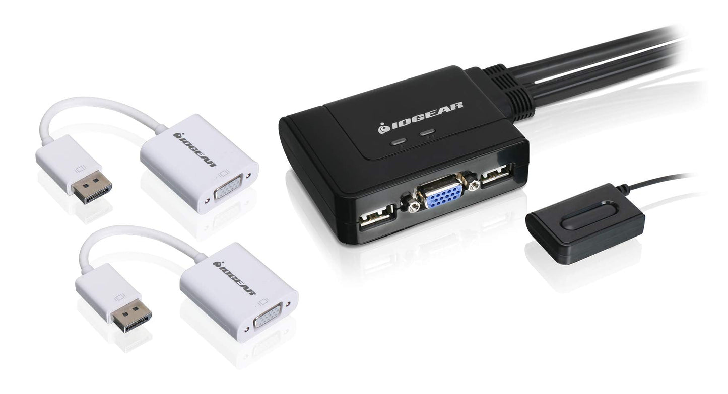 Iogear 2-Port Vga And Displayport Kvm Switch Kit Gcs22Dpkit