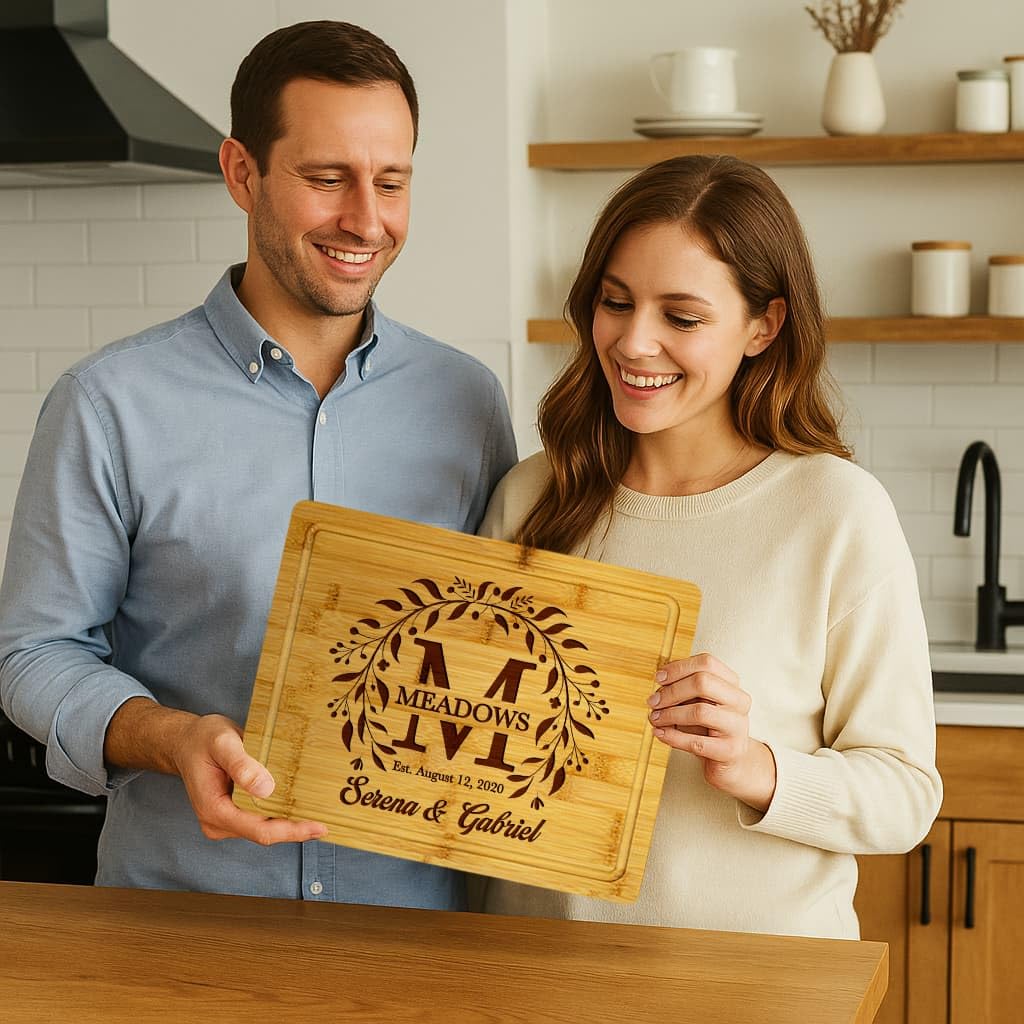 Wedding Gifts for Couples 2025 - Personalized Cutting Board, Bridal Shower Gifts, Engagement Gifts for Couples, Anniversary, Housewarming, Christmas Gift for Couples or Family