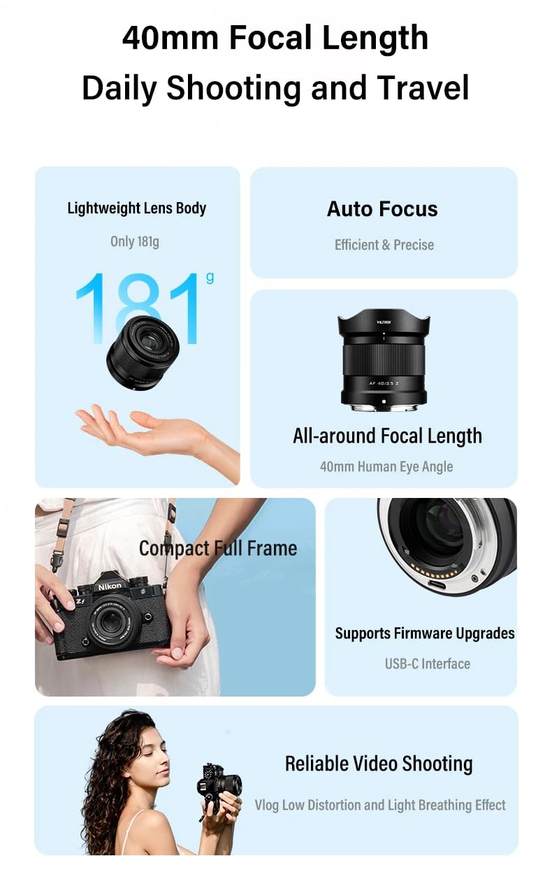 VILTROX AF 40mm F2.5 f/2.5 Z Mount Lens for Nikon Mirrorless Cameras,Full Frame Auto Focus Lens for Zf Z5 Z50 Z6 Z6II Z7II Z8 Z9 ZFC Z30 Z9 Z8