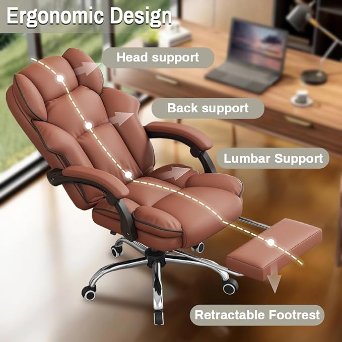 XUEGW Office Chair with Footrest Height Adjustable Gaming Computer Chair High Back Executive Swivel Desk Chairs