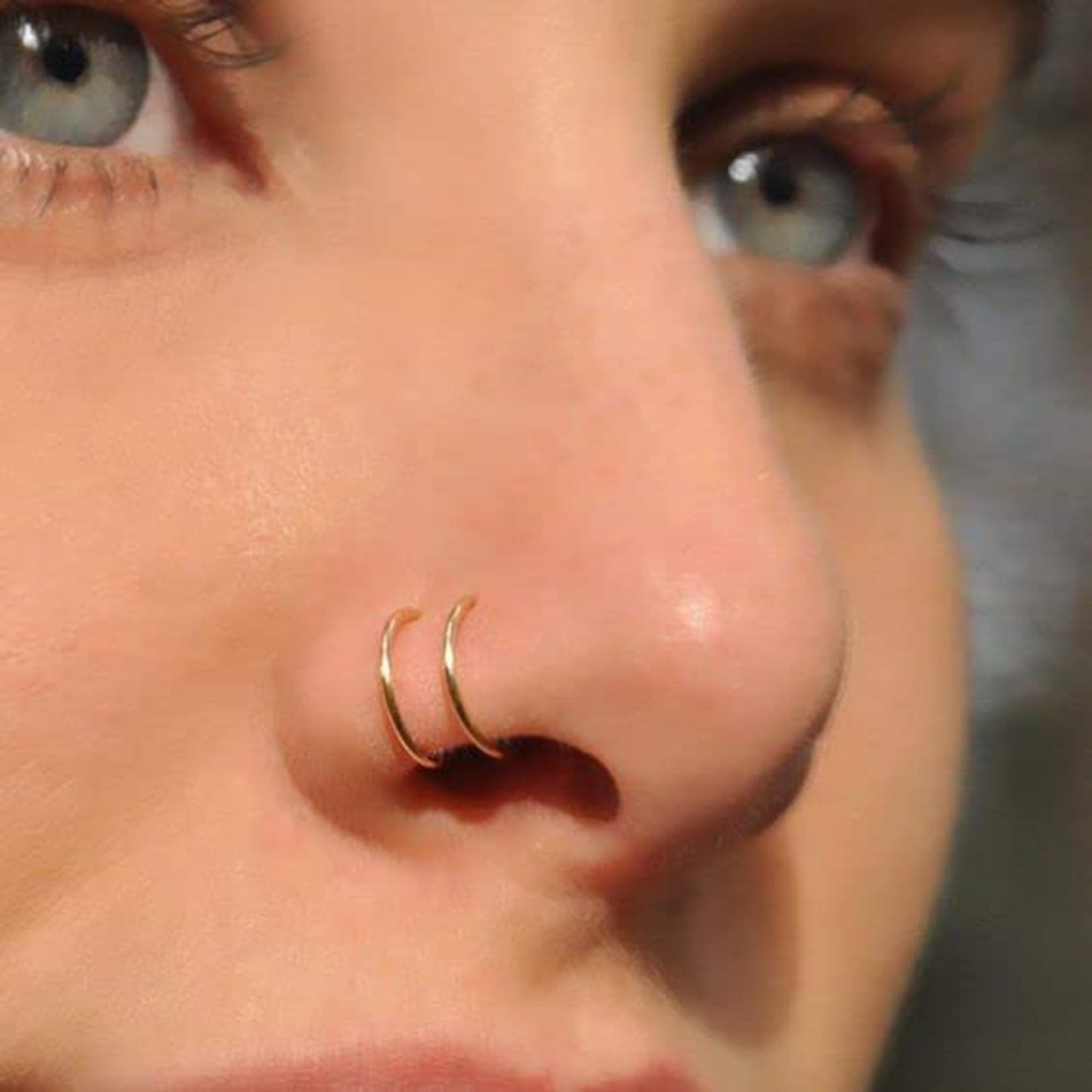 Ldurian 316L Hypoallergenic Nose Ring Hoops - 20G 9mm Gold Plated 316L Surgical Steel Septum Cartilage Earring - Body Piercing L