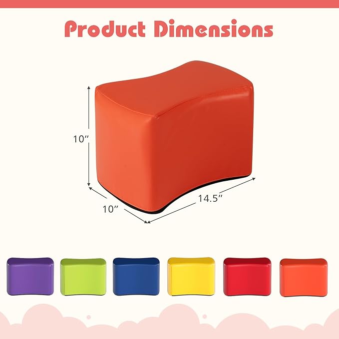 Costzon 6-Piece Modular Stool Set for Kids, 10'' Waterproof Daycare Butterfly Foam Stools Preschool Seating for Toddlers, Flexible Seating Option for Classroom, Home, Kindergarten or Nursery