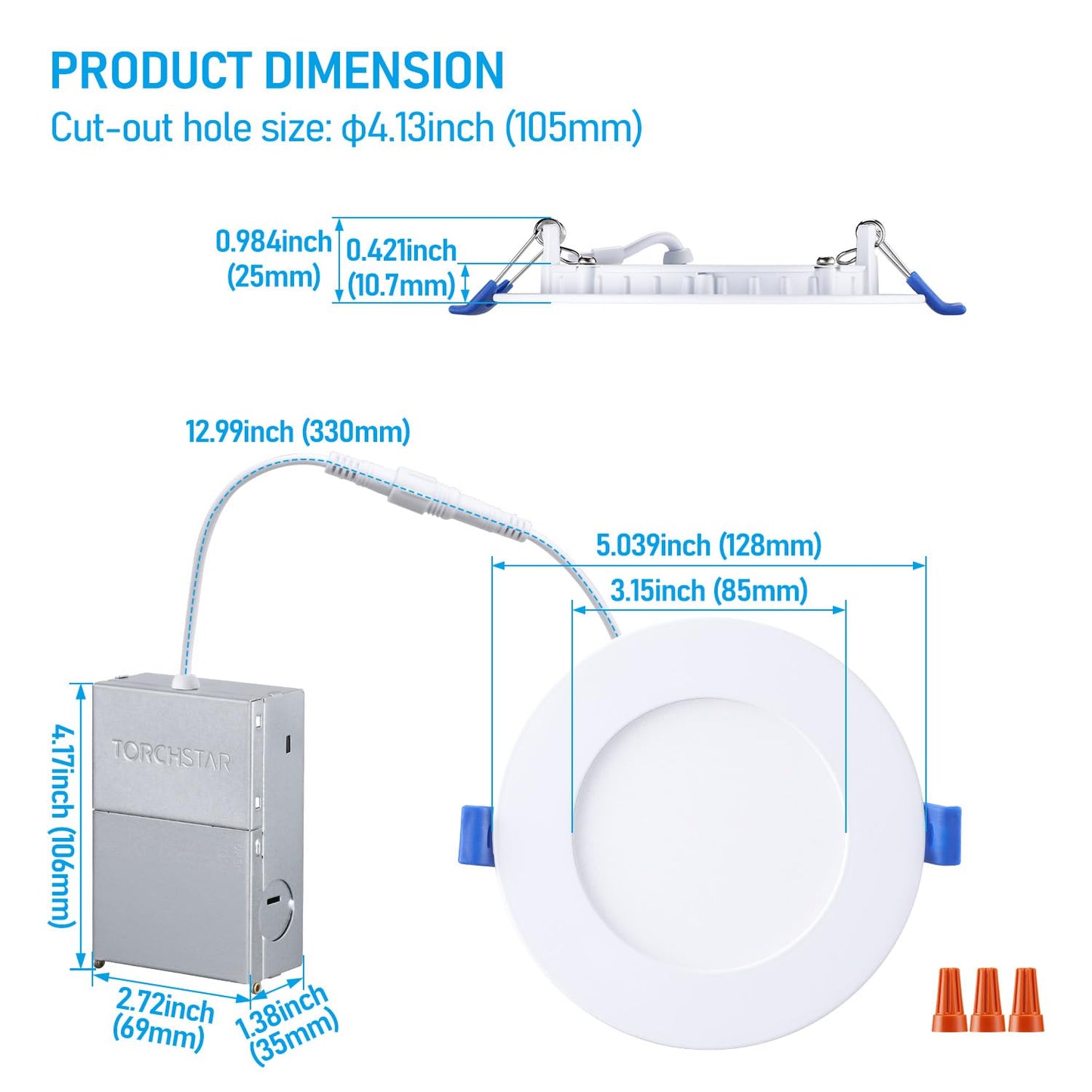 TORCHSTAR Basic Series 12-Pack 4 Inch Ultra-Thin LED Recessed Lighting with Junction Box, CRI90, Aluminum, 3000K Warm White, 5%-100% Dimmable Slim Recessed Downlight, 9W 810LM, ETL and Energy Star