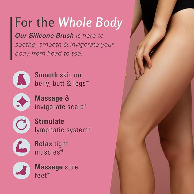 Cellulite Massager Brush, Anti-Cellulite Silicone Body Scrubber for Skin Smoothing, Toning, and Firming, Handheld Exfoliator for Scalp and Muscles by M3 Naturals