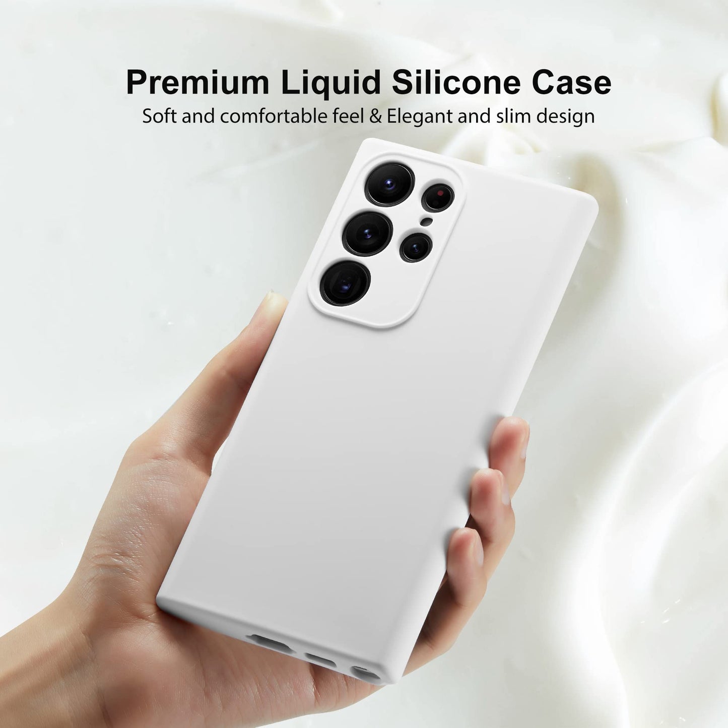 Varikke Compatible With Samsung Galaxy S23 Ultra Case Liquid Silicone, Skin Touch Gel Rubber Case With Soft Microfiber Lining, C
