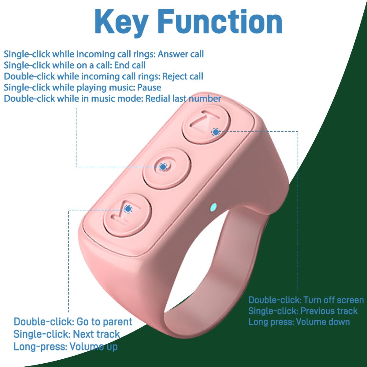 Remote Control Page Turner For Kindle App, Ebook Reading, Bluetooth Wireless Remote Ring For Video Recording & Spotify Music App