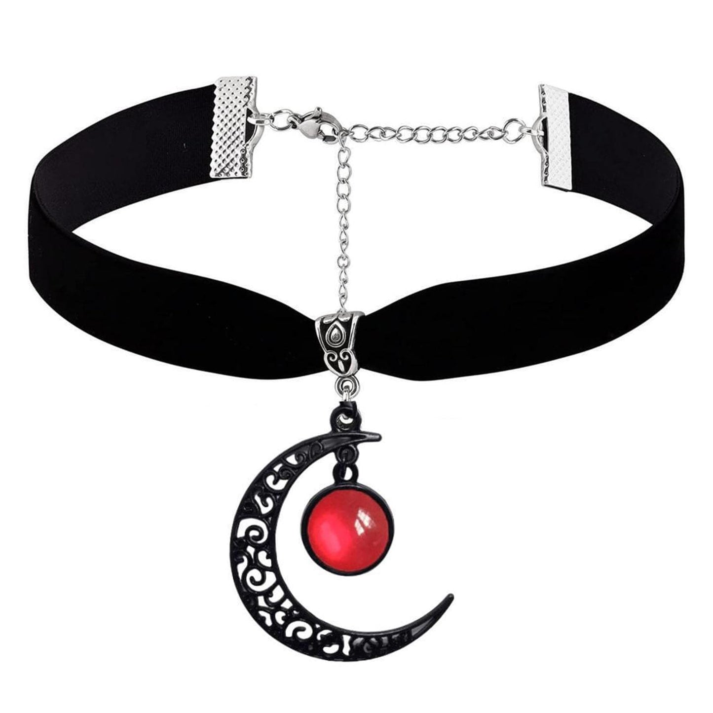 Gothic Moon Crystal Necklace Punk Style Moon Pendant Necklaces Vintage Black Crescent Necklace Dark Gothic Necklaces Costume Jew