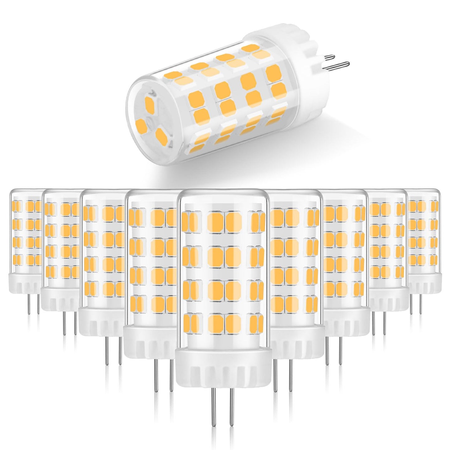 Gardencoin G4 LED Bulb 4W 480LM 2700K Warm White, 12V AC/DC, 360° Beam Angle, T3 Halogen Replacement, High-Efficiency Ceramic Base for Landscape, Cabinet, Ceiling Lights, 10 Pack
