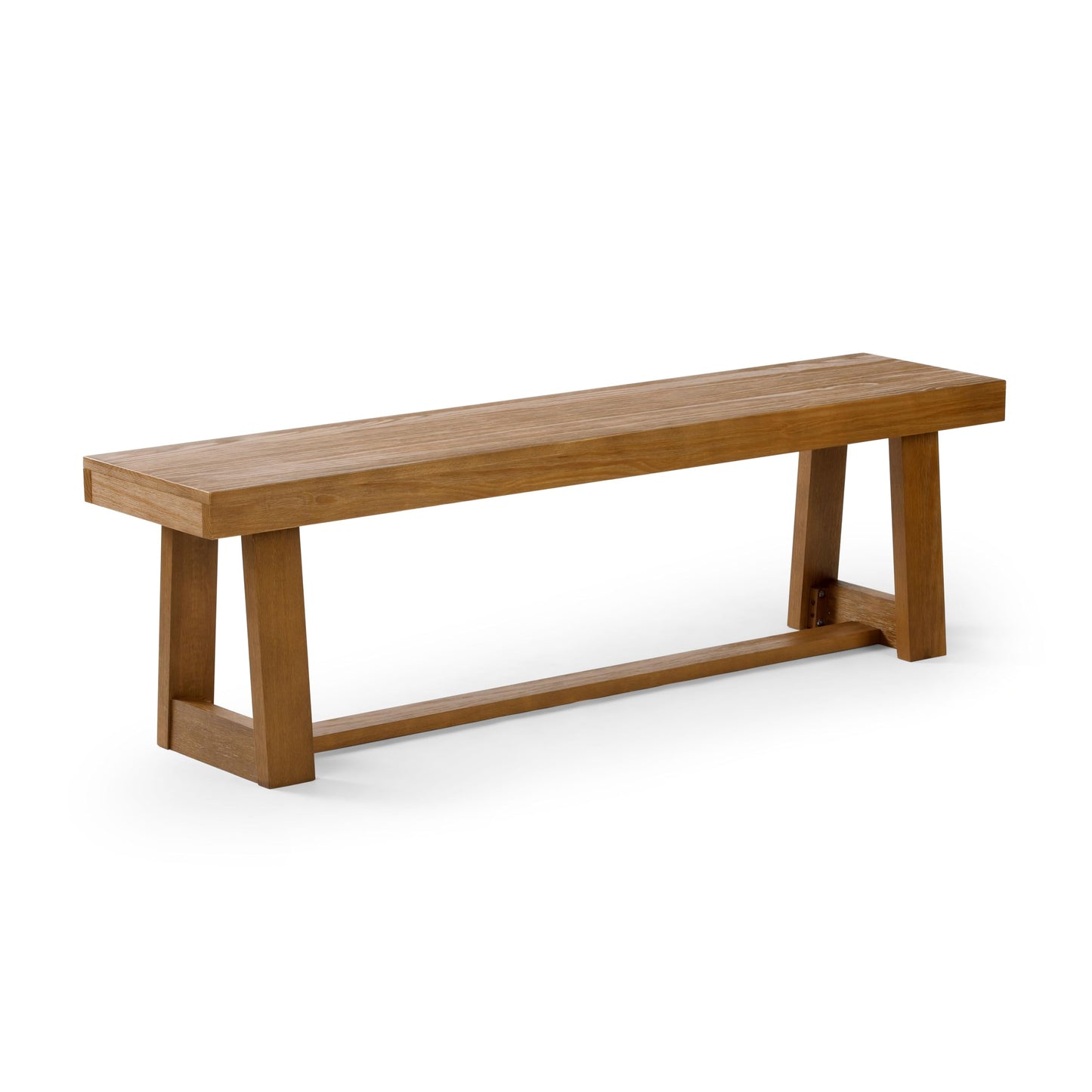 Plank+Beam 60 Inch Farmhouse Dining Bench, Solid Wood Entryway Bench, Wooden Outdoor Bench, Kitchen Dining Seat, Dining Room, Home Office, Living Room Furniture, Easy Assembly, Pecan Wirebrush