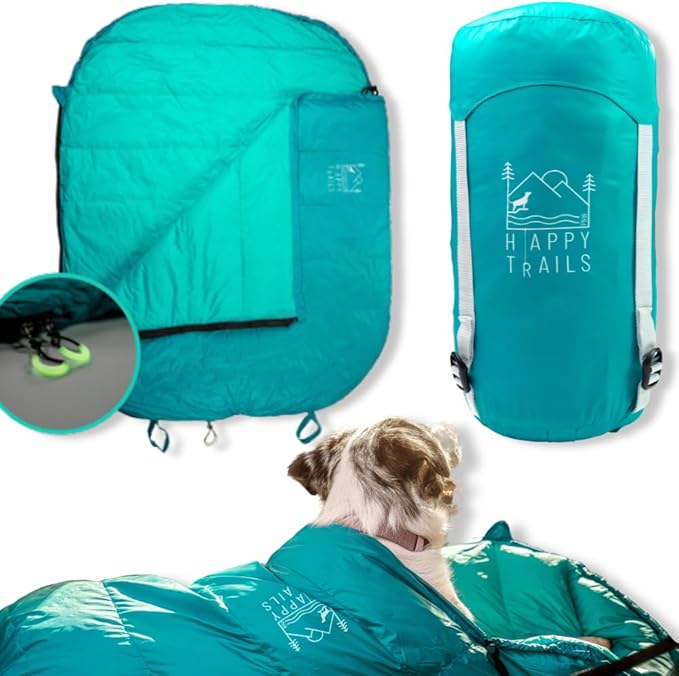 Ultralight Dog Sleeping Bag for Backpacking-Outdoor Dog Bed for Hiking-Packable Sleeping Bag for Dogs-Dog Travel Bed (Glac...