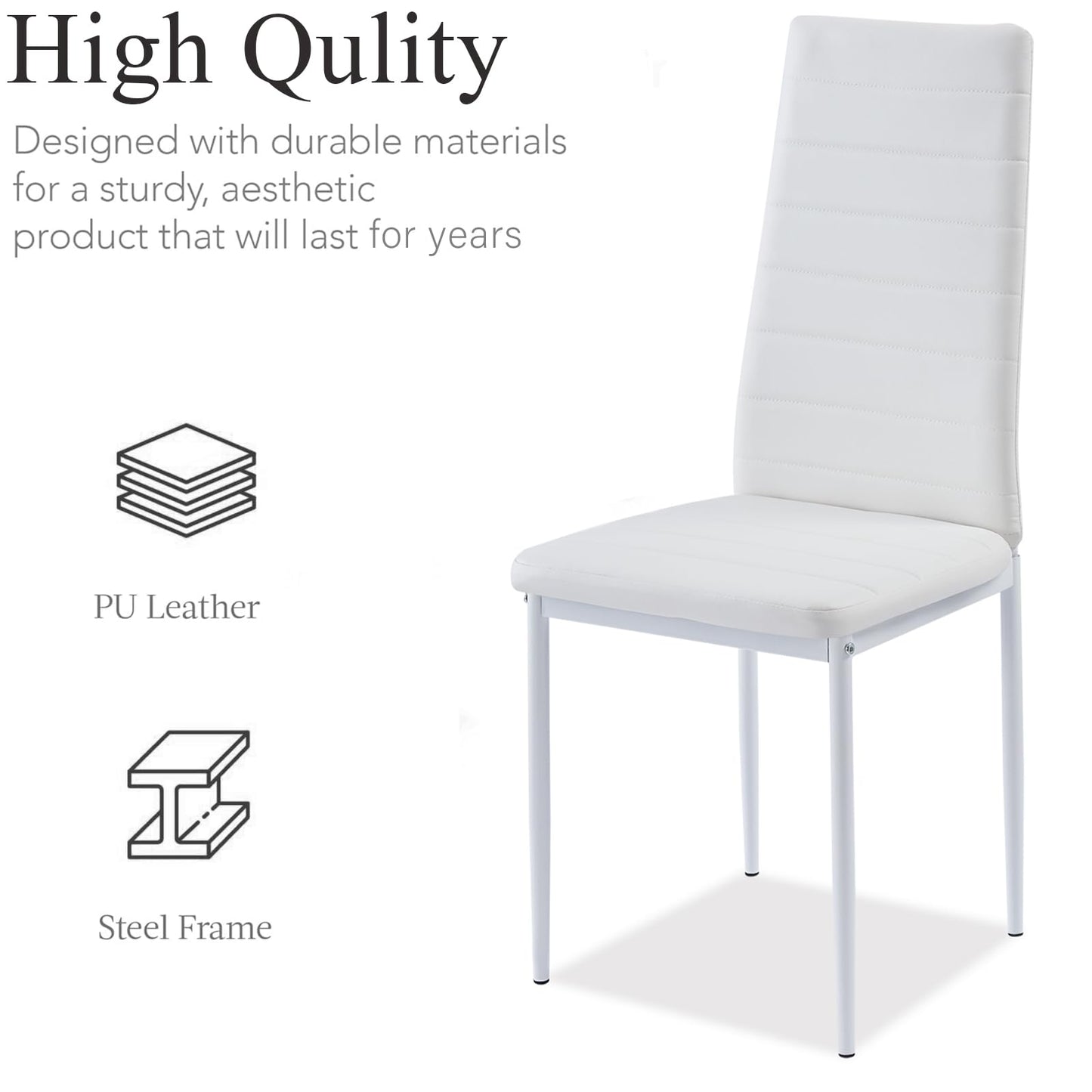 PEITAIKO 5 Pieces Glass Dining Table with Chairs Set for 4,Tempered Glass Table and PU Chairs Set Contemporary White Dining Room Set for Home Kitchen/Apartment and Restaurant